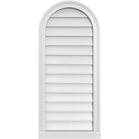Ekena Millwork Round Top Surface Mount PVC Gable Vent w/ 2"W x 2"P Brickmould Sill Frame, 18"W x 40"H GVPRT18X4003SN